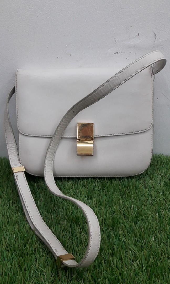 11189 - P1,500 Celine white genuine leather sling bag, Women's Fashion, Bags  & Wallets, Purses & Pouches on Carousell