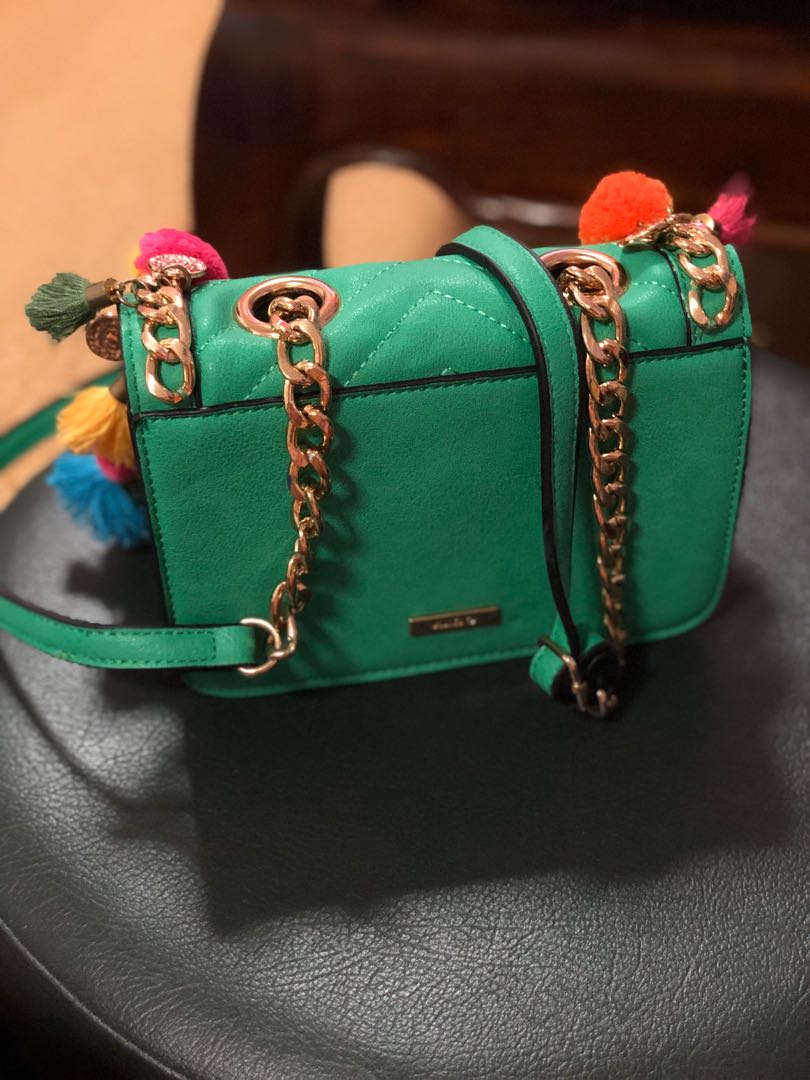 Aldo Green Pom Pom Sling Bag