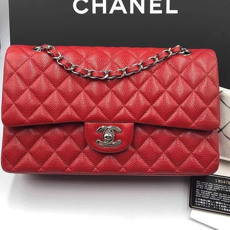 Túi Chanel Classic Medium màu hồng sakura da caviar best quality