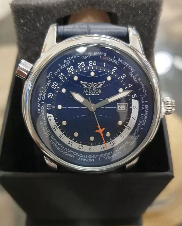 Aviator world time pilot sales watch price