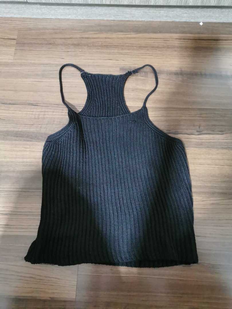 black knit halter top