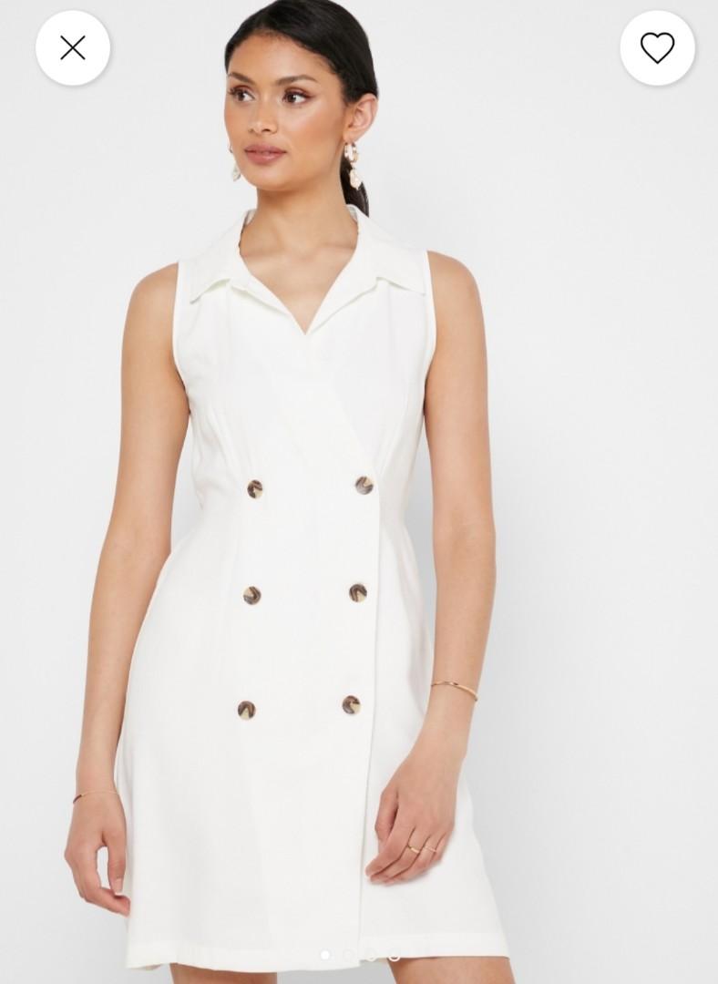 Mango white blazer dress top
