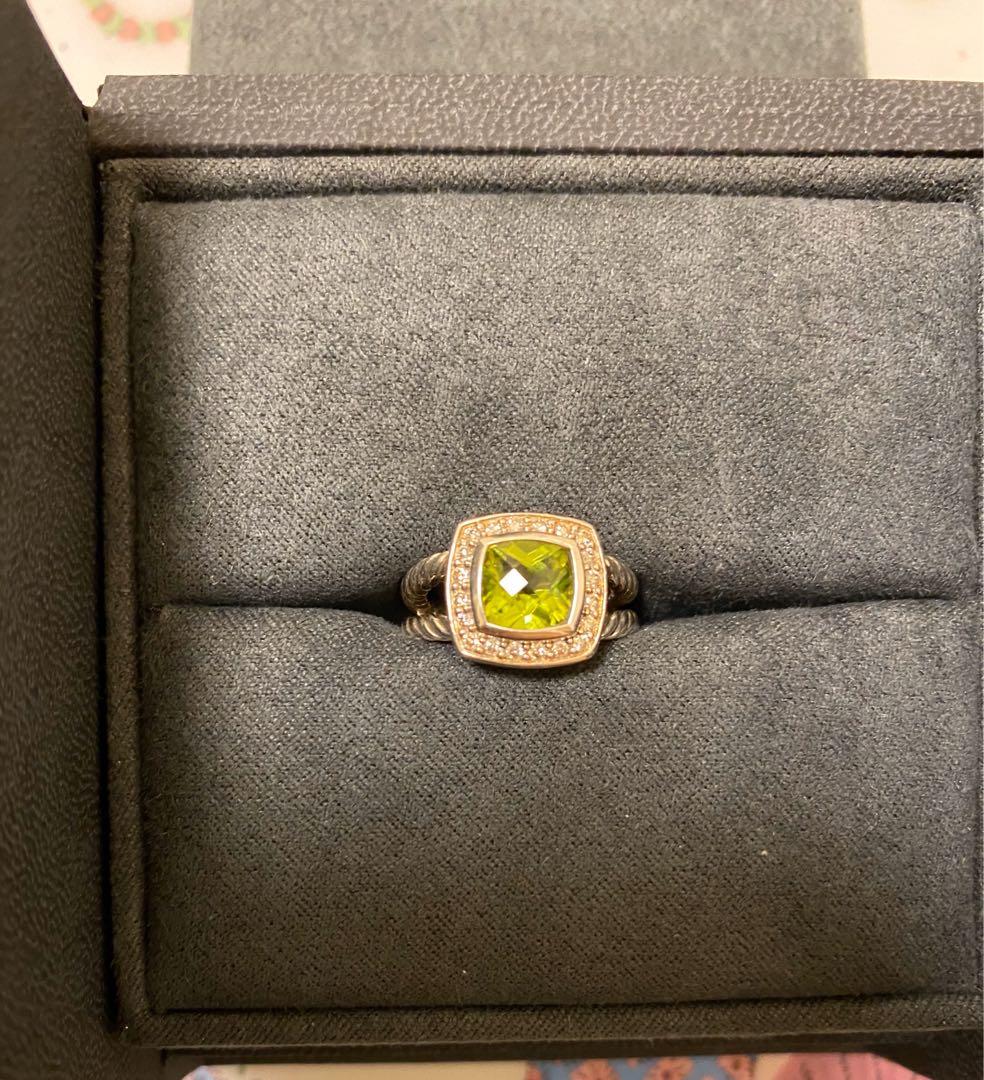 David Yurman Petite Albion Ring with Peridot and Diamonds