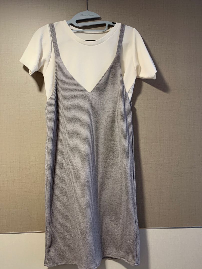 grey pinafore