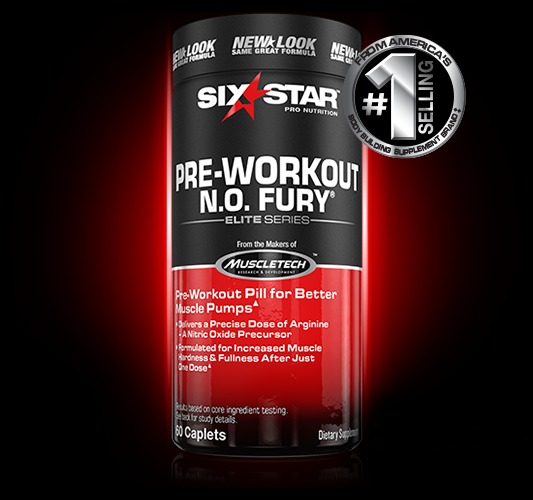 MuscleTech Six Star PreWorkout N.O.Fury Nitric Oxide 3000mg 60 PILLS