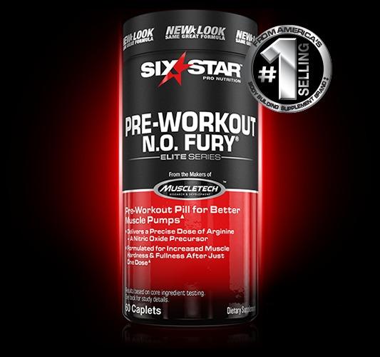 MuscleTech Six Star PreWorkout N.O.Fury Nitric Oxide 3000mg 60 PILLS
