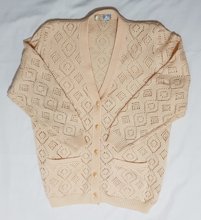 white knit cardigan sweater