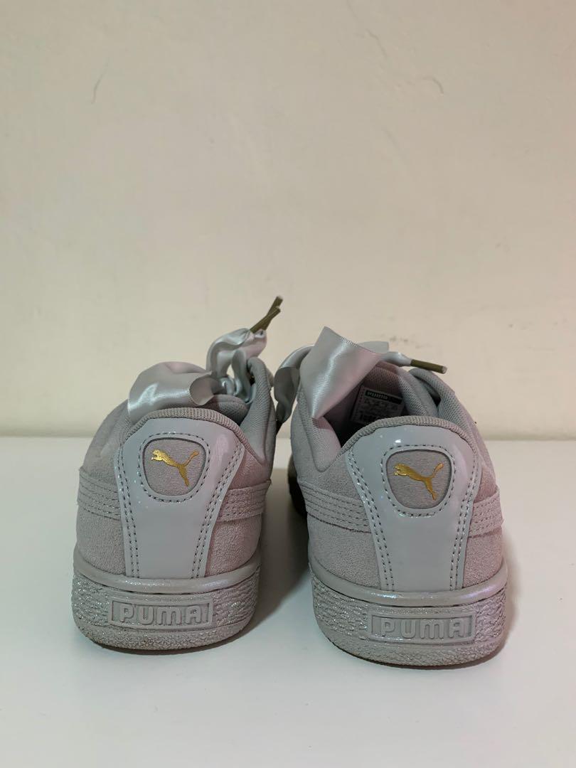 Puma suede heart outlet satin grey
