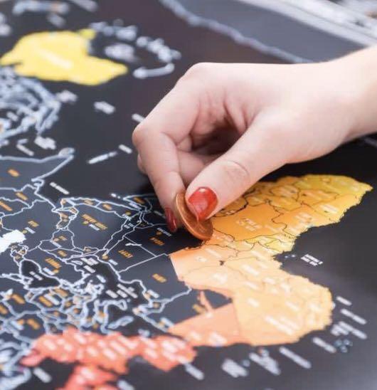 Scratch map chalk edition, map poster for wall, travels, Hobbies & Toys