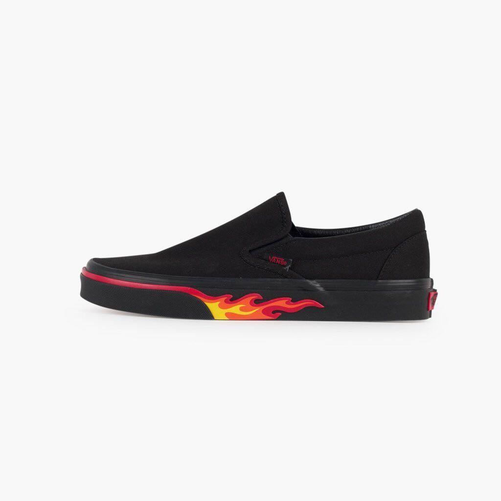 vans classic slip on flame wall