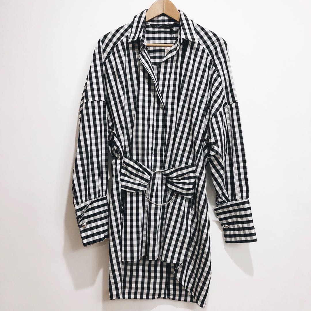 gingham shirt dress