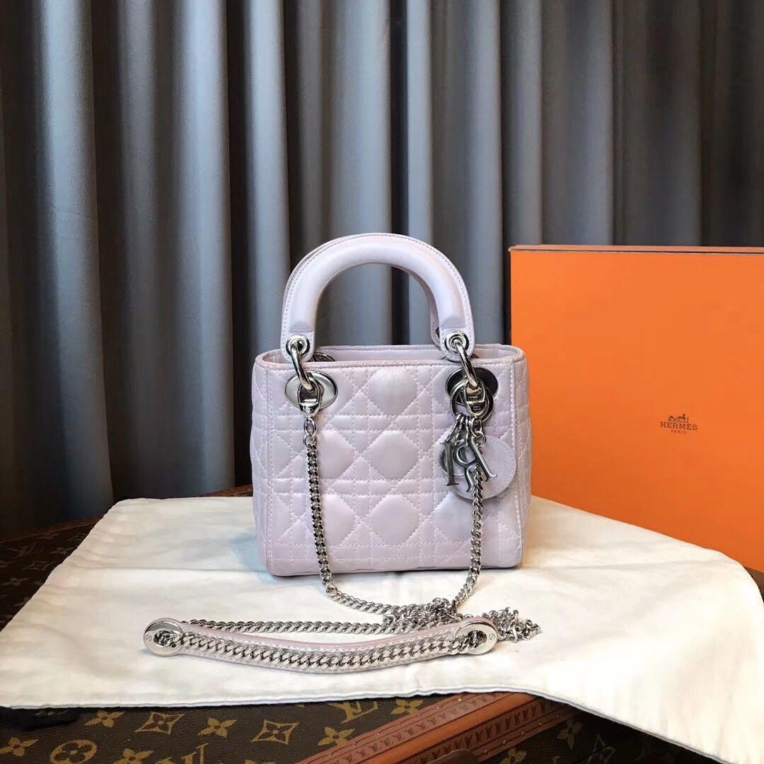 Authentic Dior Pink Mini Lady Dior, Luxury, Bags & Wallets on Carousell