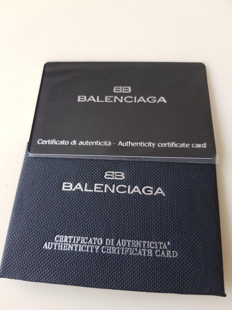 balenciaga authenticity card