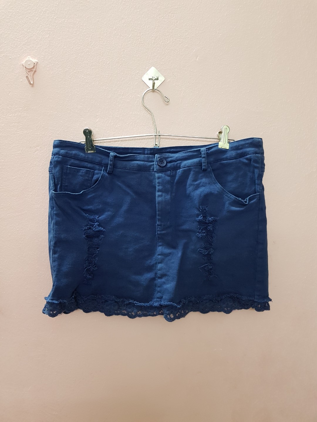 Blue skirt with short inside, Women's Fashion, Bottoms, Skirts on Carousell