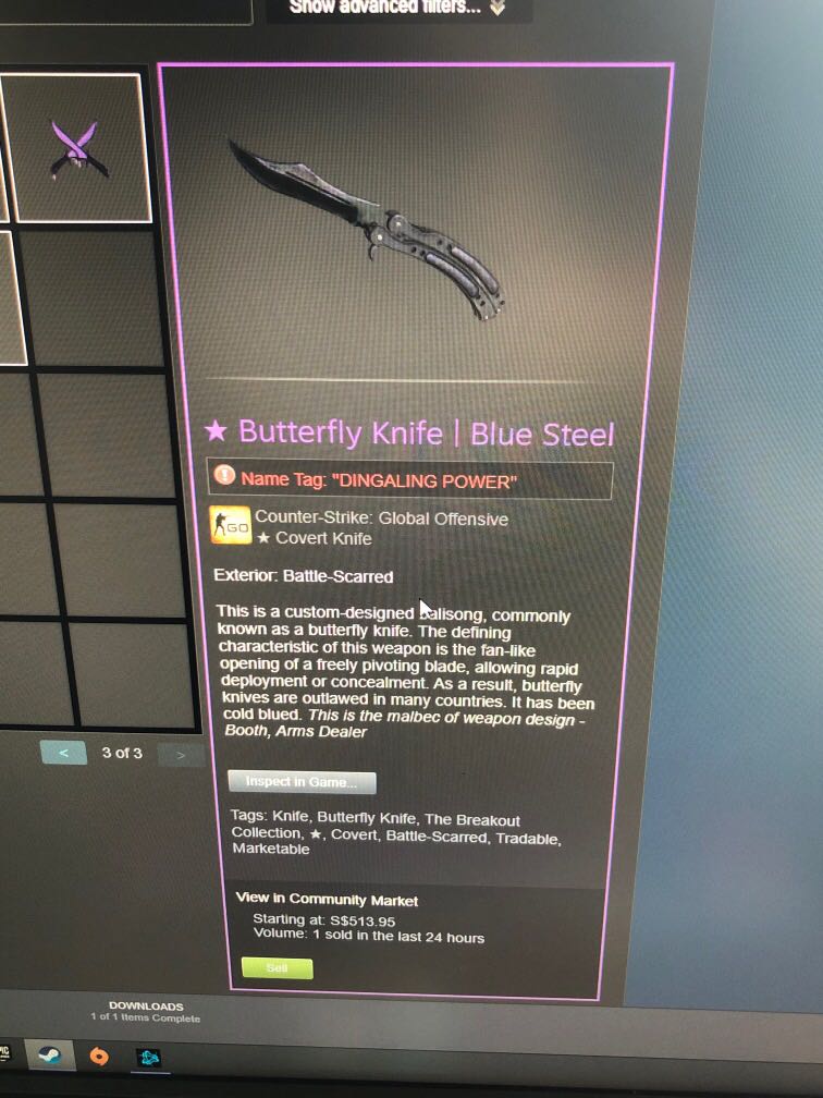 Butterfly Knife Blue Steel Toys Games Video Gaming In Game Products On Carousell