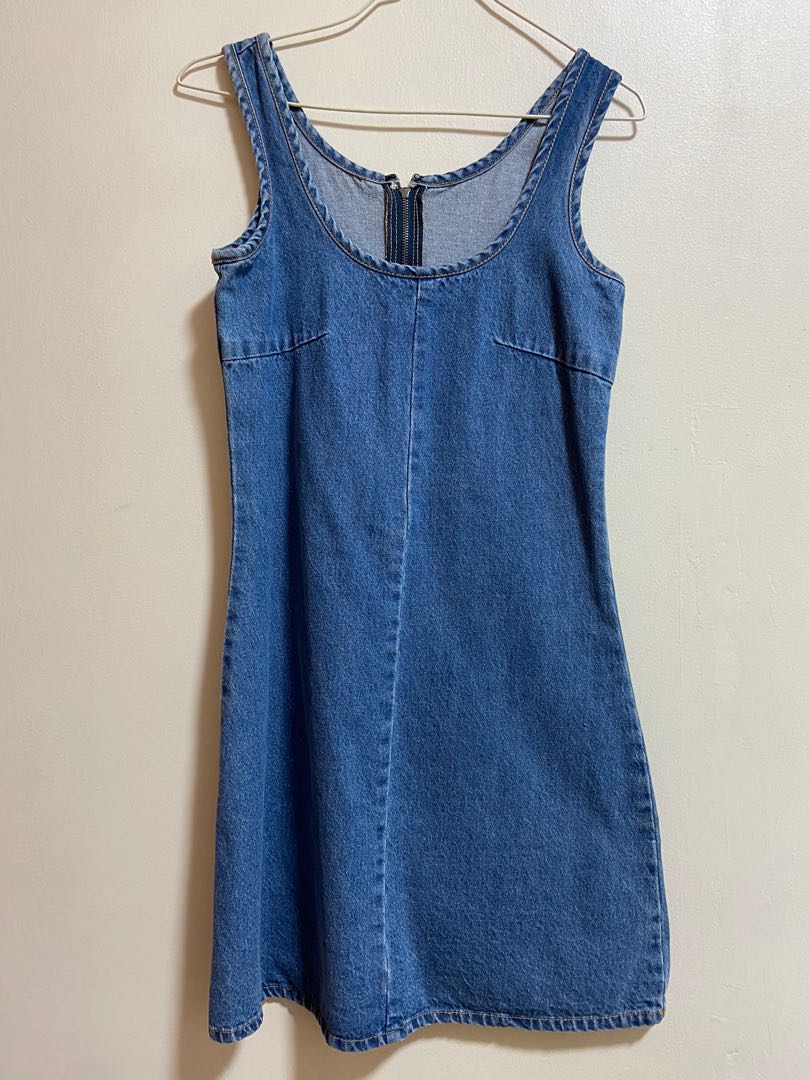 sleeveless denim shift dress