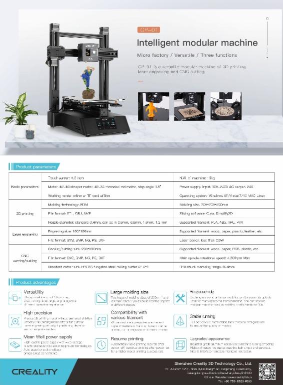 Creality Cp 01 3d Printer With Free Filaments For 3d Printing Electronics Printers Scanners On Carousell