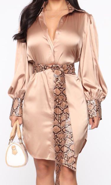 Fashion Nova Talk To Me Satin Shirt Dress Women s Fashion Tops Sleeveless on Carousell
