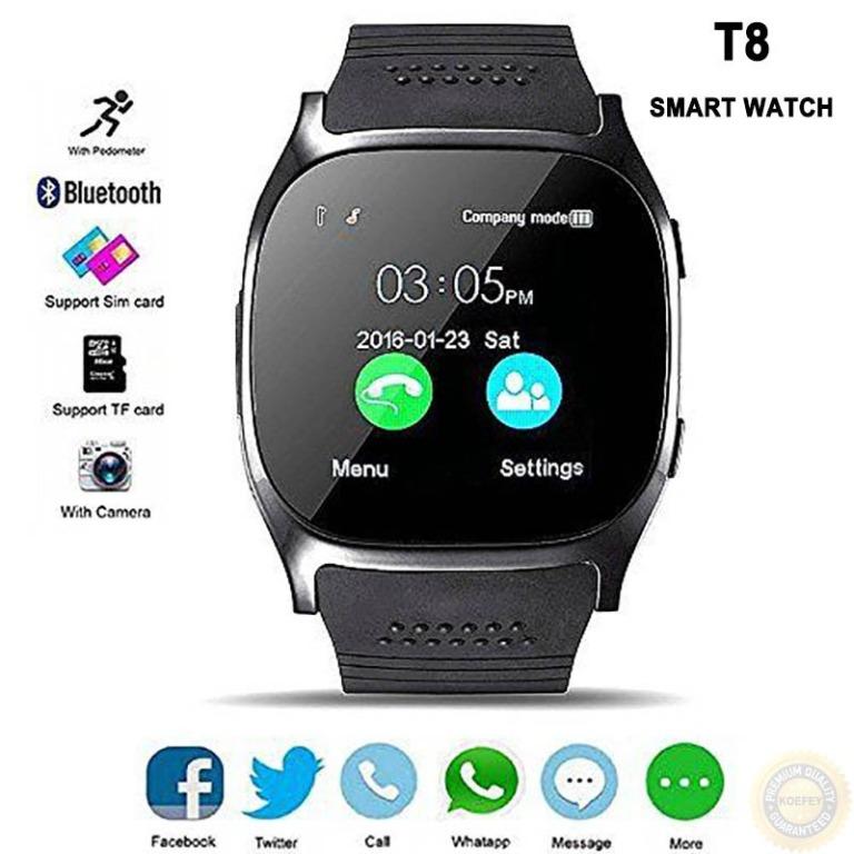 Free Shipping T8 Smart Watch Phone 1.54 inch IPS GSM Bluetooth
