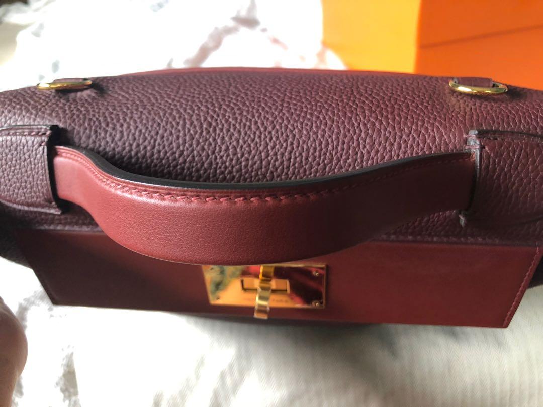 A BORDEAUX TOGO & ROUGE H SWIFT LEATHER 24/24 29 WITH GOLD HARDWARE