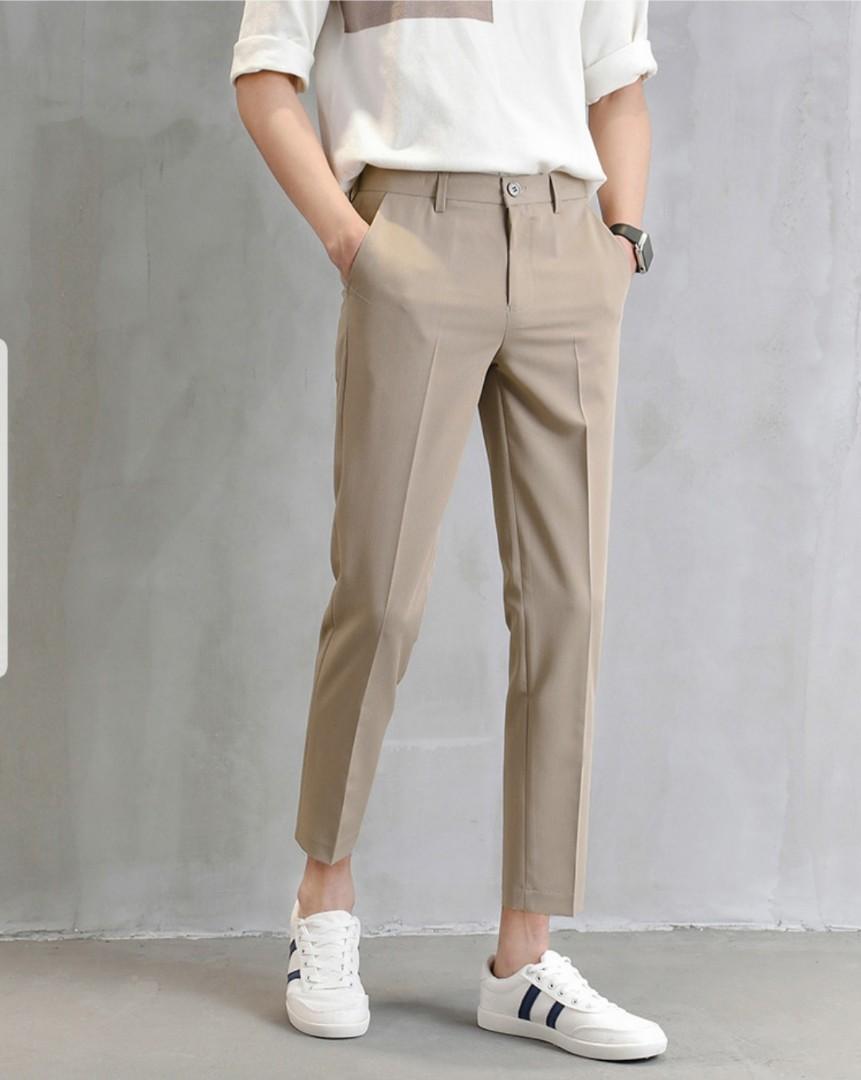 Fashion (black)Korean Belt Straight Pants Men's Fashion Solid Color  Business Casual Dress Pants Men Streetwear Wild Loose Suit Trousers Mens  ACU @ Best Price Online | Jumia Egypt