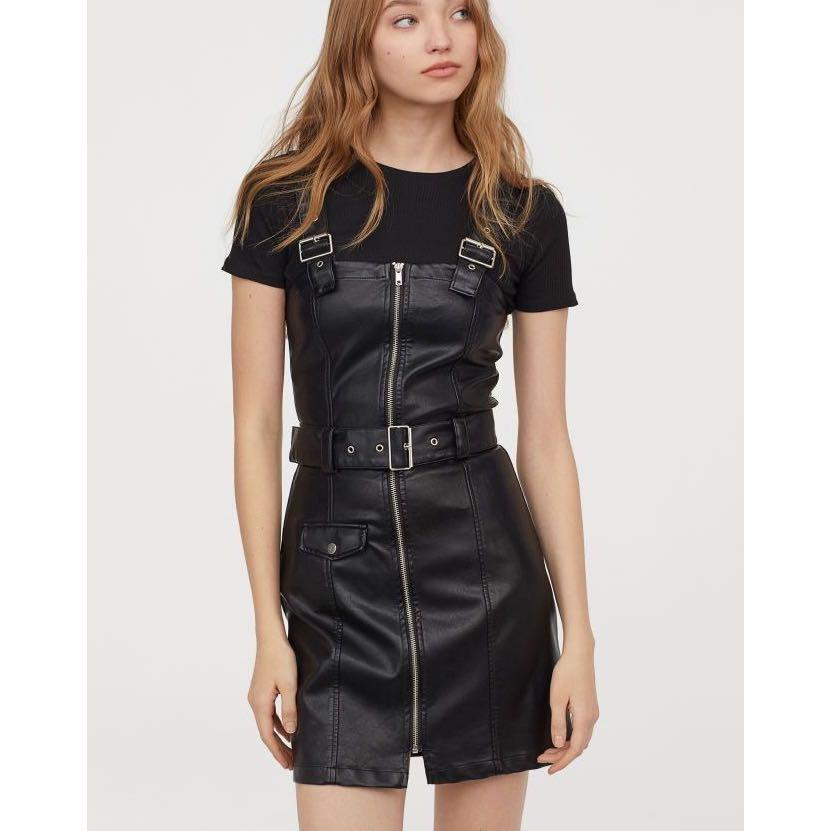 h and m leather dress