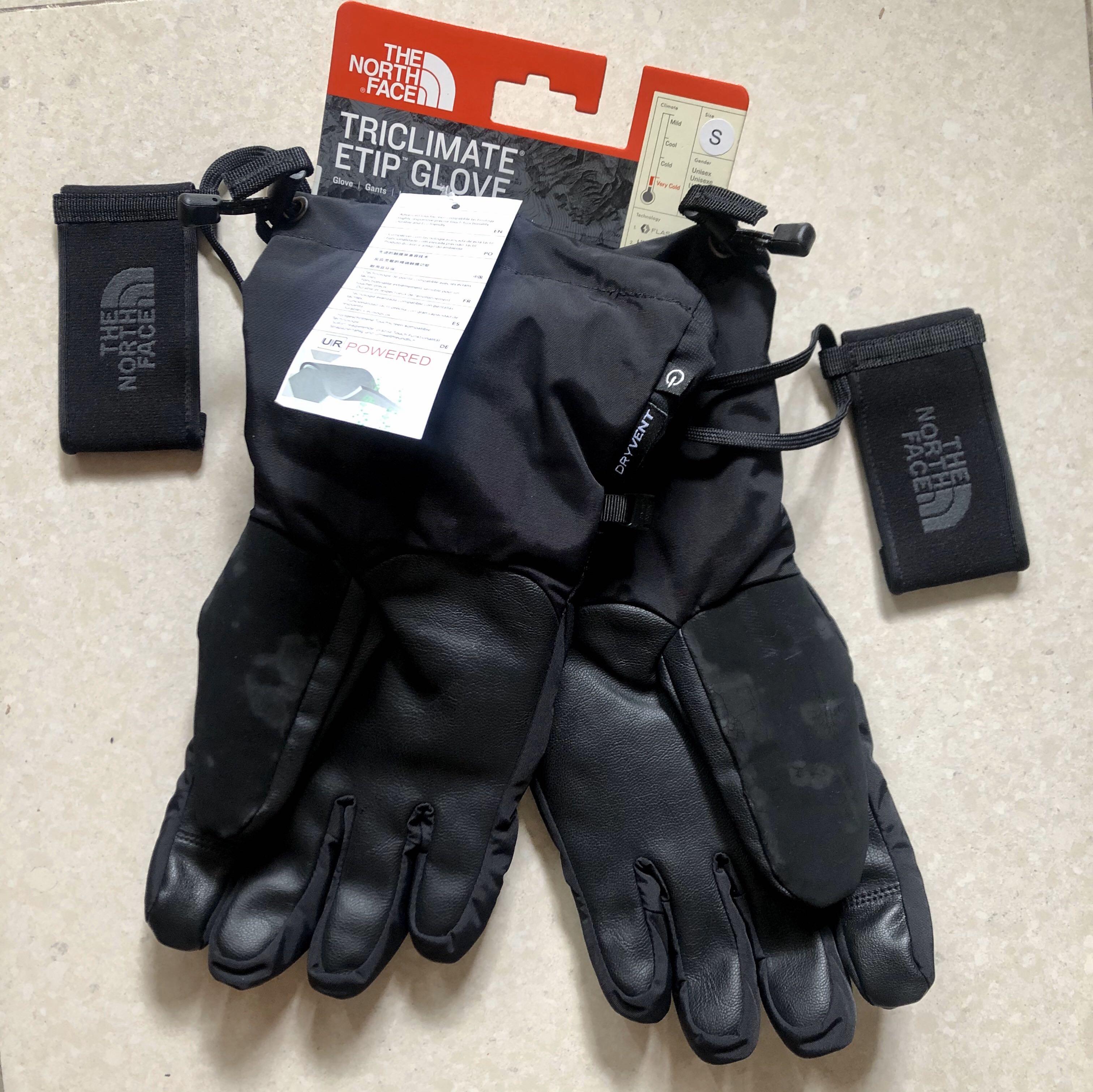 New Authentic UNISEX The NORTH FACE Triclimate Etip Gloves size S Black