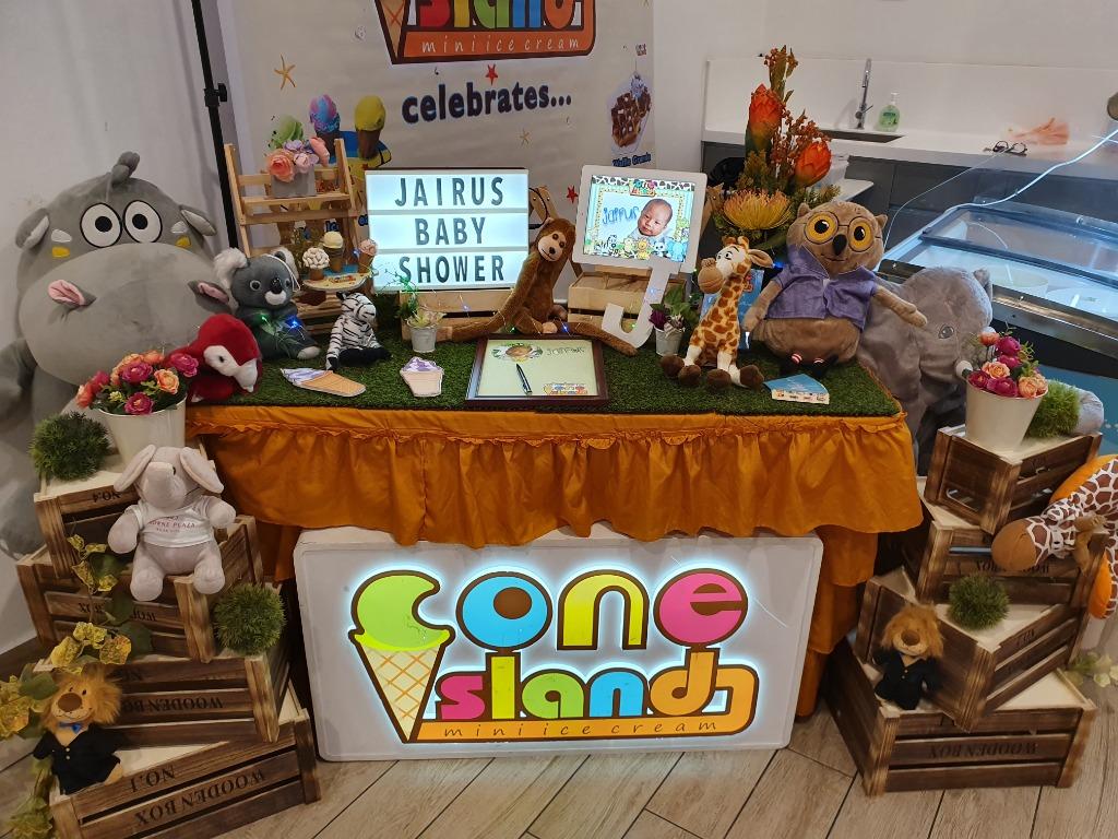Safari Jungle Theme Party For Baby Shower Full Month 100 Days Celebration Unlimited Ice Cream Booth Livestation Free Flow Signature Mini Cones Waffle Egglet Float Options Available Everything Else On Carousell