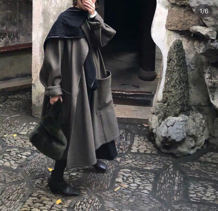SALE Lemaire style wool wrapover coat