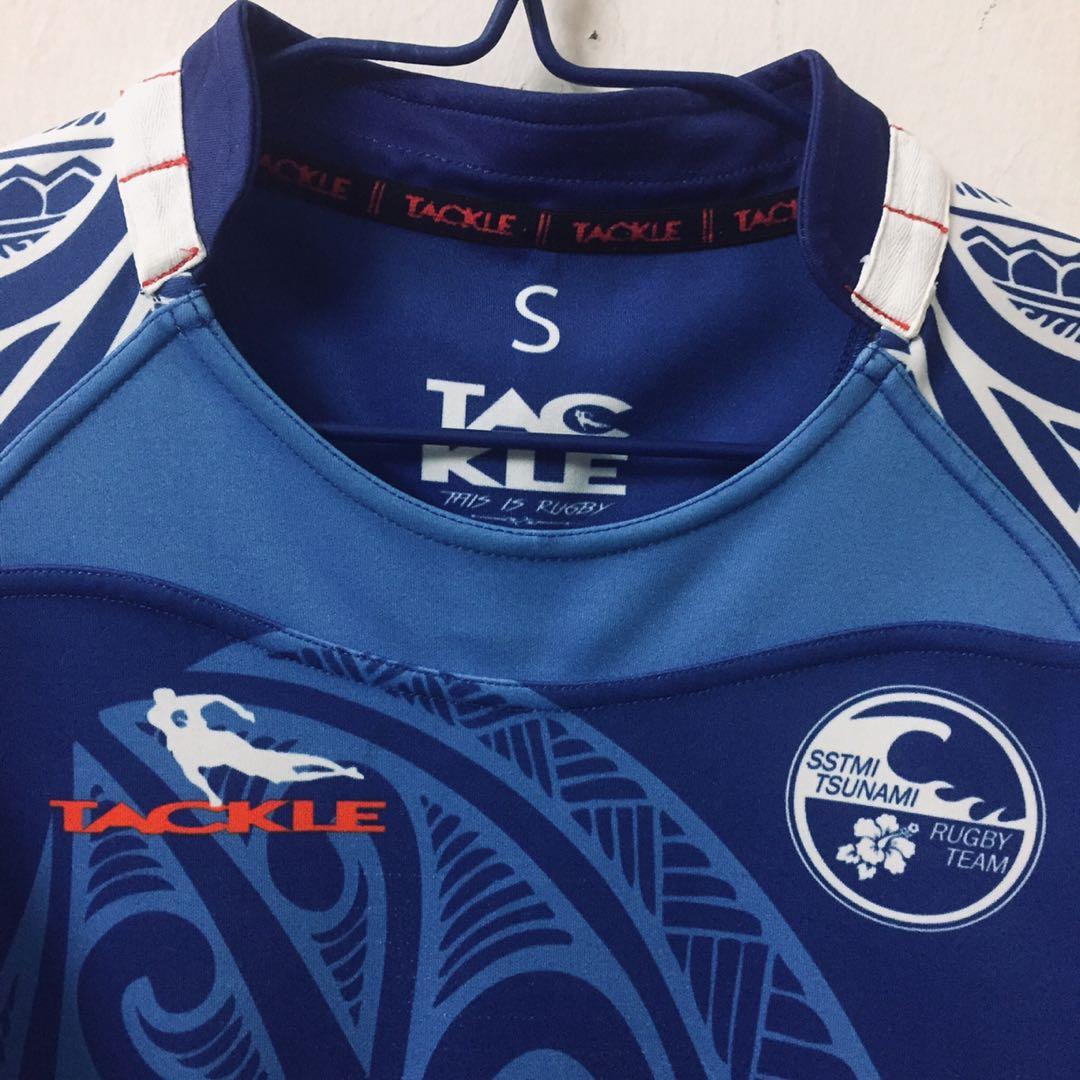 Tackle SSTMI Tsunami rugby jersey (rare), Men's Fashion, Activewear on Carousell