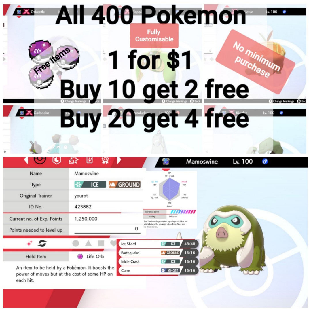 Ultra Shiny Mamoswine Battle Ready Pokemon Sword And Shield Toys Games Video Gaming Video Games On Carousell