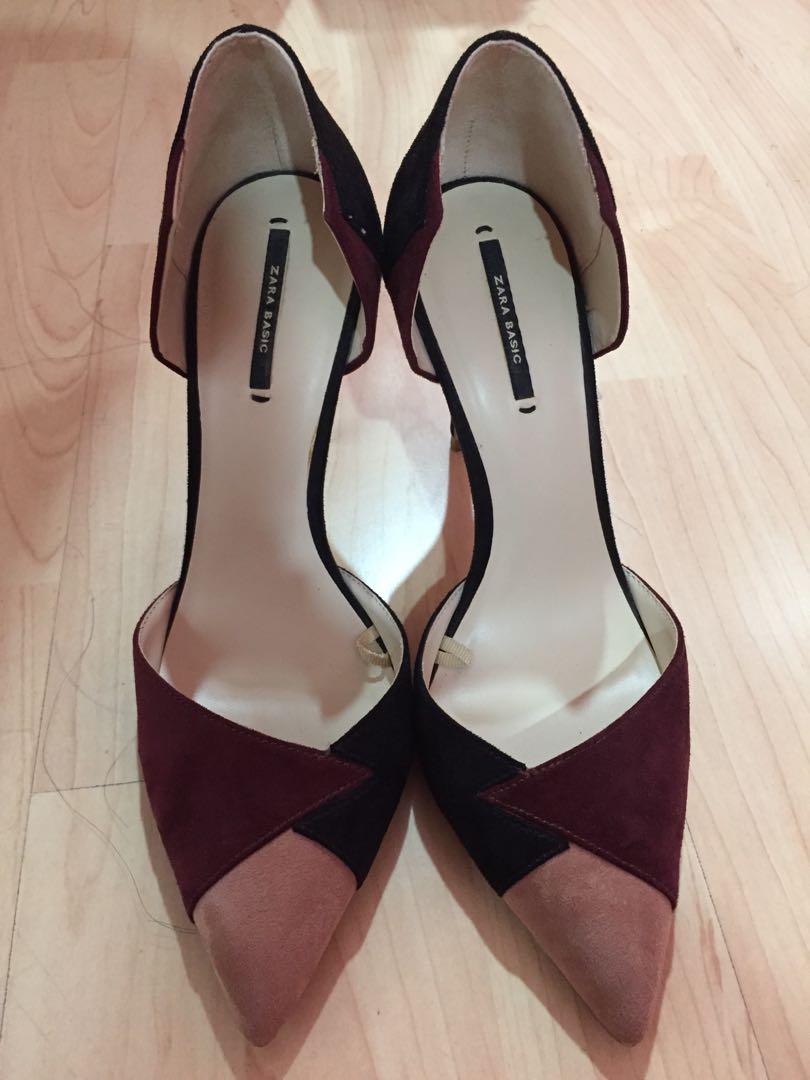 zara color block heels