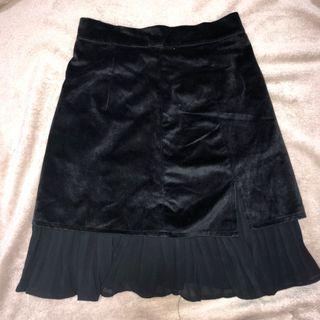 korean black pleated skirt
