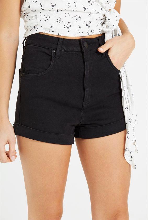 black high waisted denim shorts