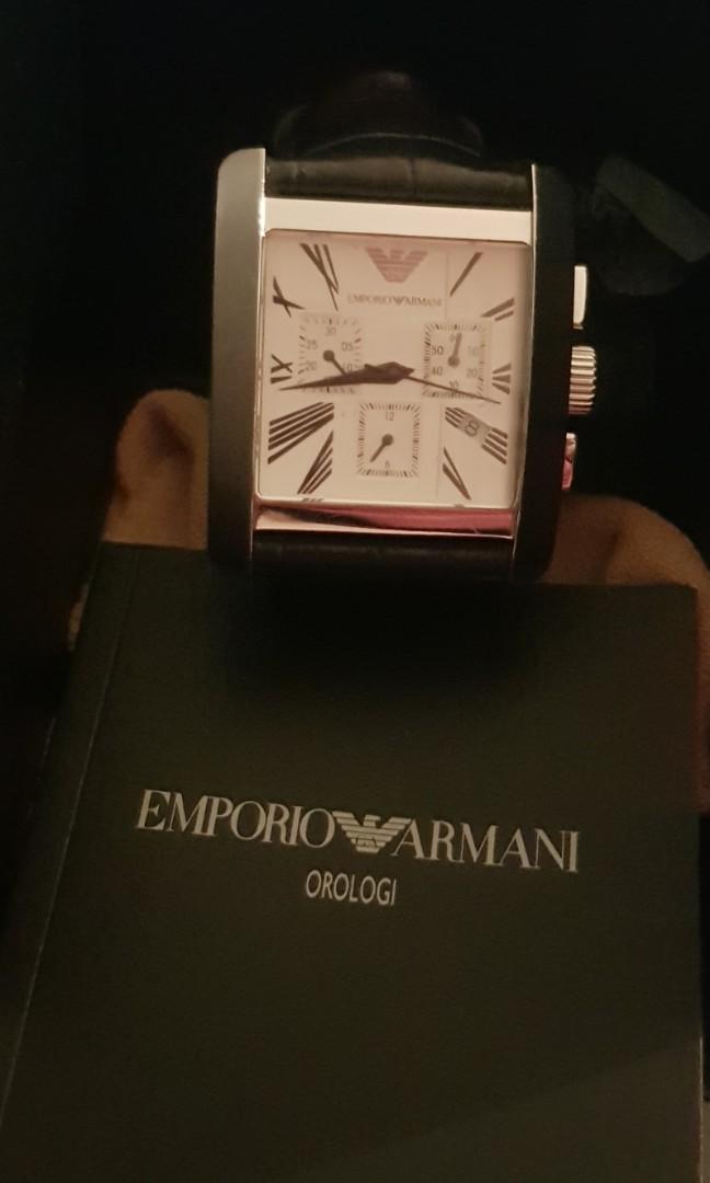 emporio armani watches genuine leather