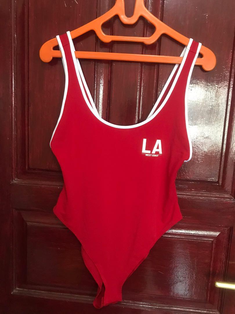 h&m red bodysuit