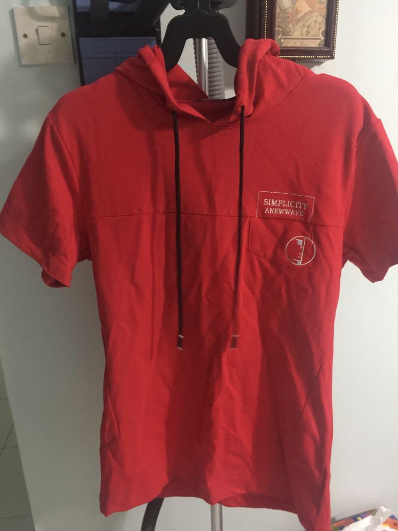 Red shirt new arrivals with hoodie