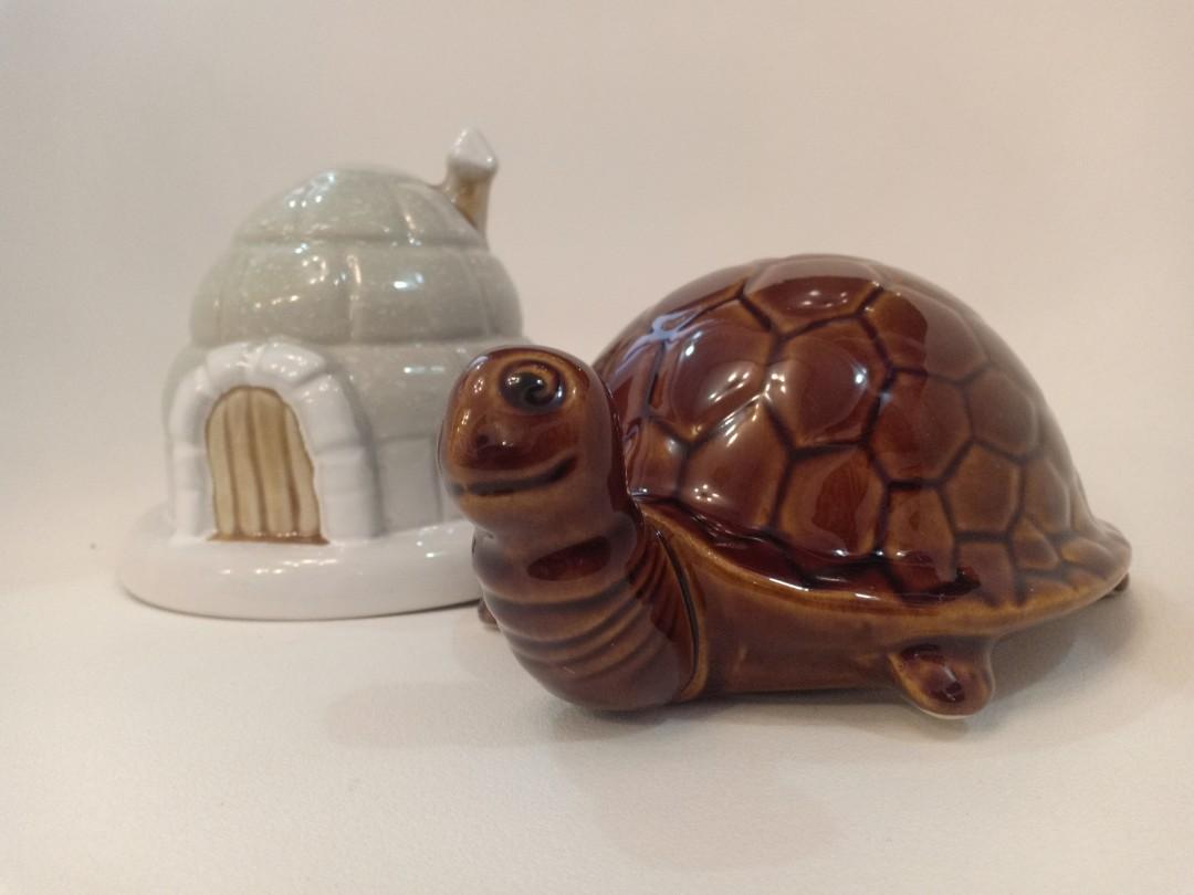Igloo and Turtle Coin Bank, Furniture & Home Living, Home Decor, Clocks on  Carousell