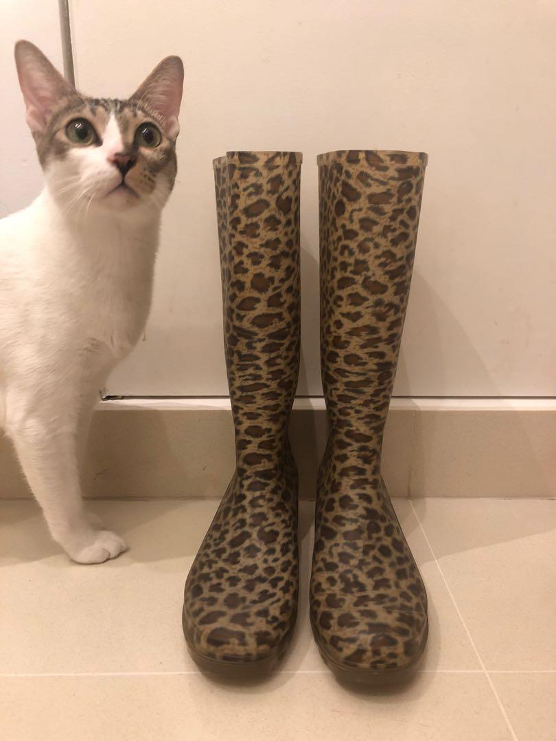 Rain boots sale leopard print