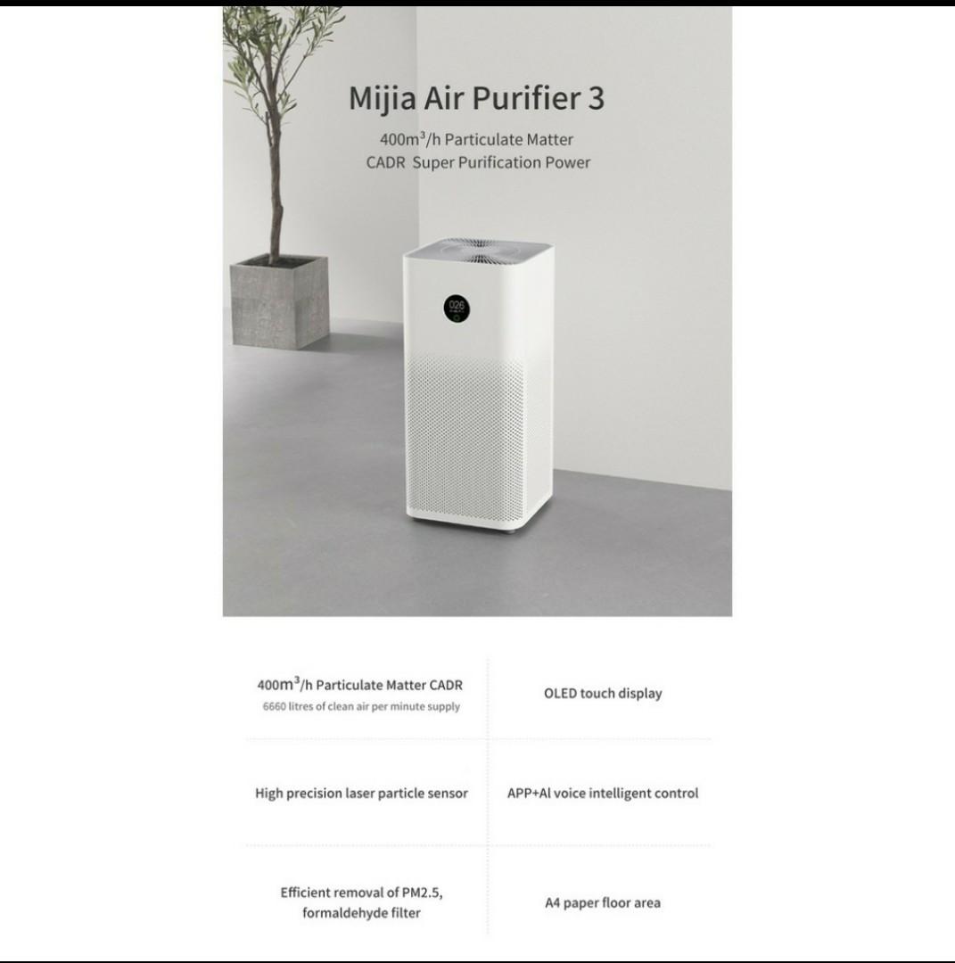 Local Warranty Global Version XIAOMI Air Purifier Gen 3H OLED Screen Display Control by SmartPhone App