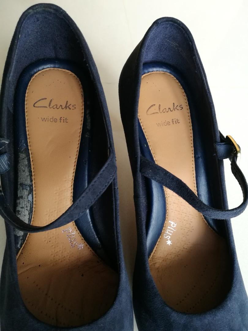 Moving sales- Clarks dark blue suede high heels ladies shoes, Women's  Fashion, Footwear, Heels on Carousell