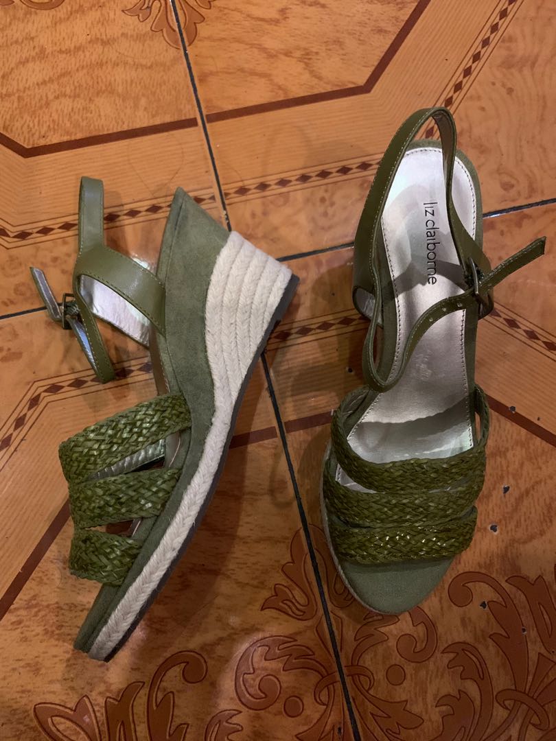 olive green wedge heels