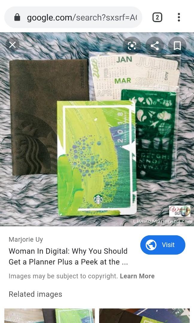 Starbucks 2018 planner (Category: Stationery & School Supplies) located in Manila. Submitted by twishaishere (Listing ID 271673410, Image 2). Description: Brand new, sealed Complete with light green planner, dark brown leather sleeve, starbucks card and stencil.