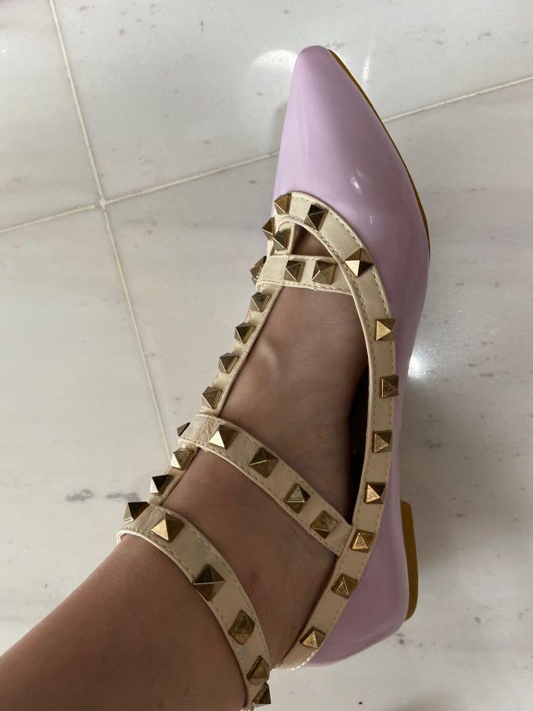 strappy studded flats