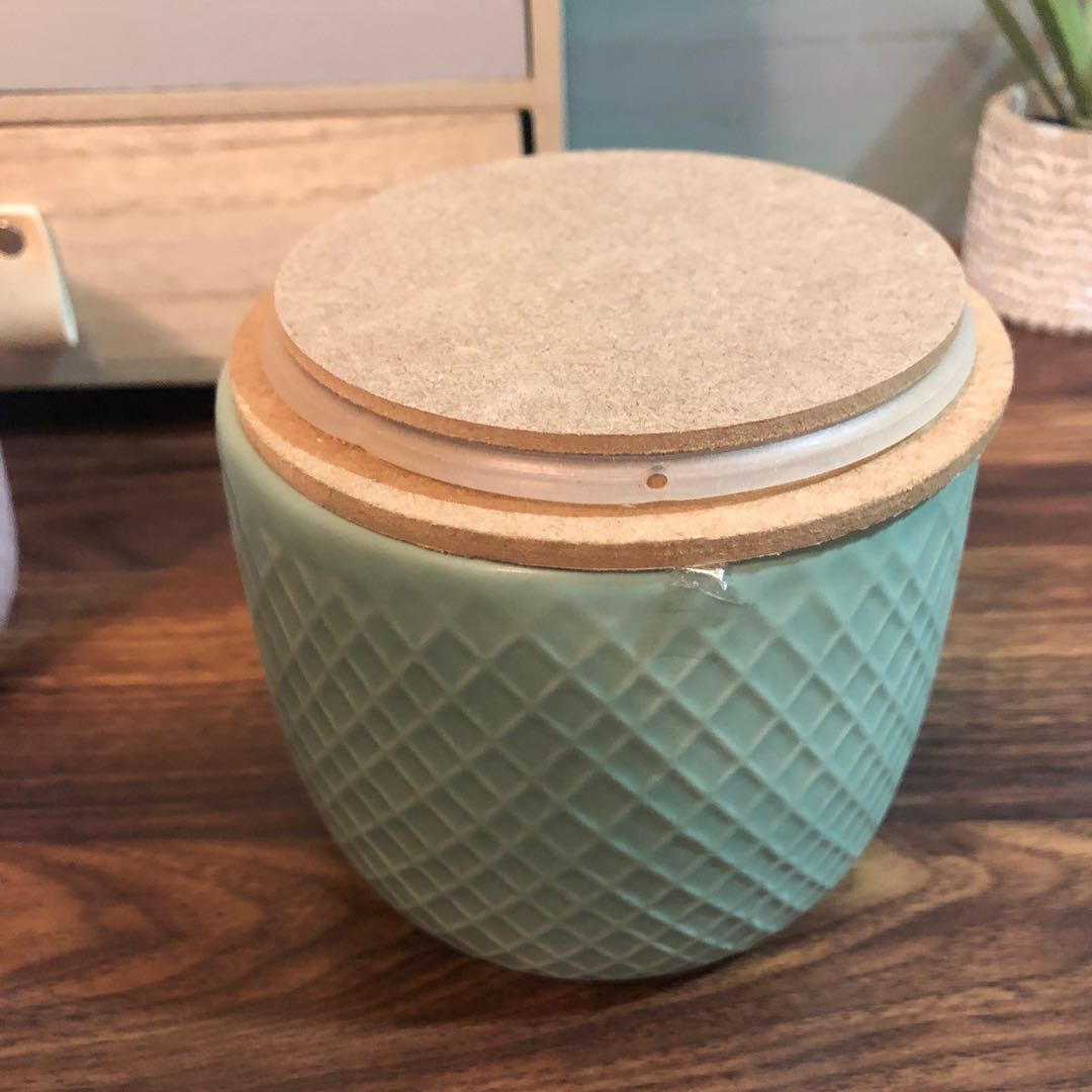 Textured Ceramic Canisters with Wooden Lid