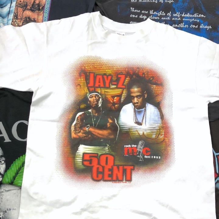 vintage rock the mic jay z 50 cent rap tee