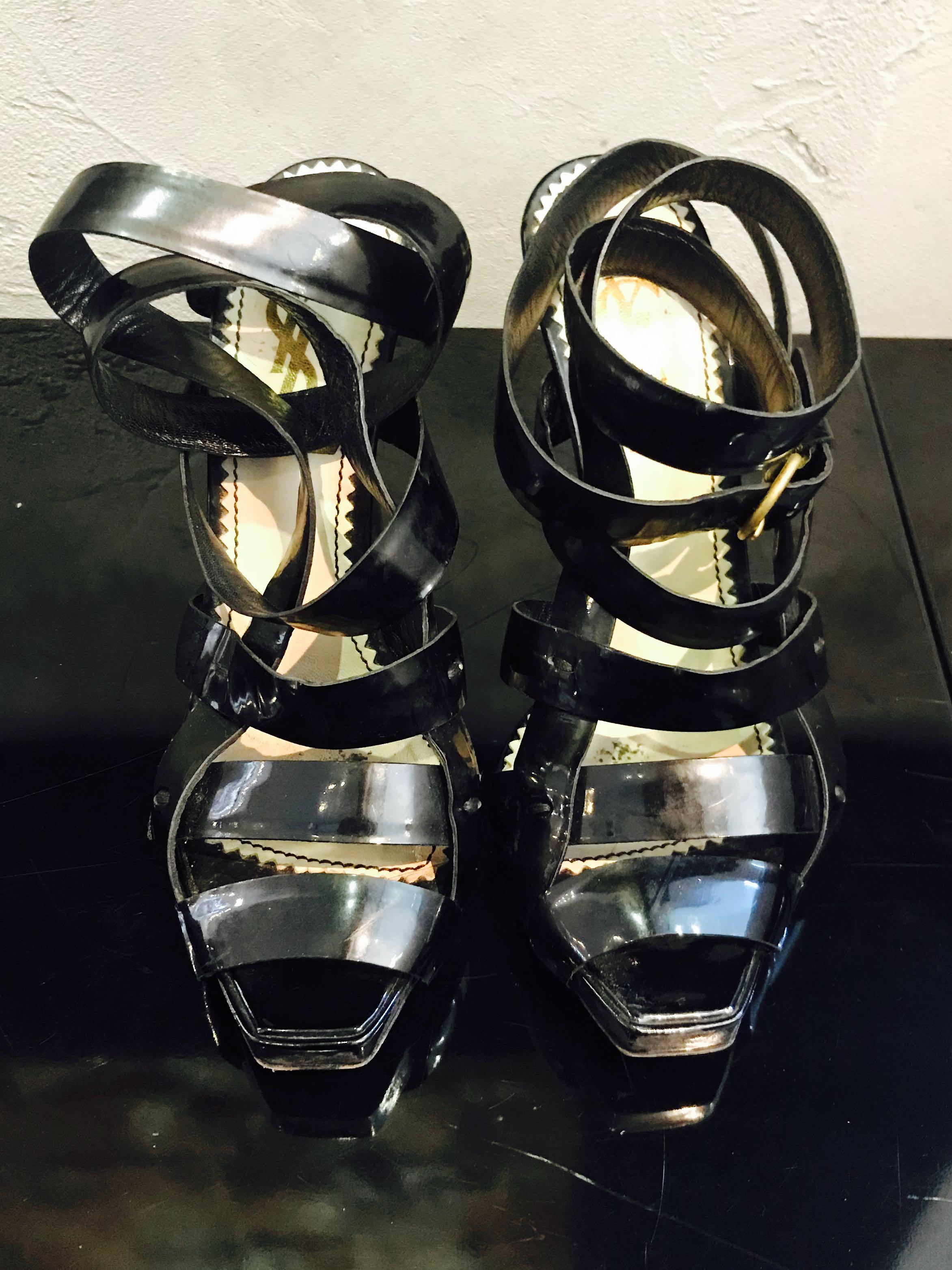 silver ysl heels