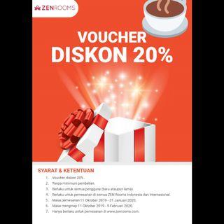 Gratis voucher diskon 20% zenroom dengan beli voucher reddoorze
