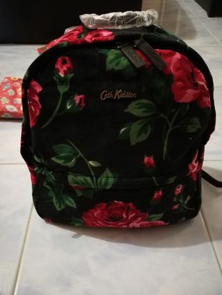 Cath kidston jacquard shop rose velvet backpack