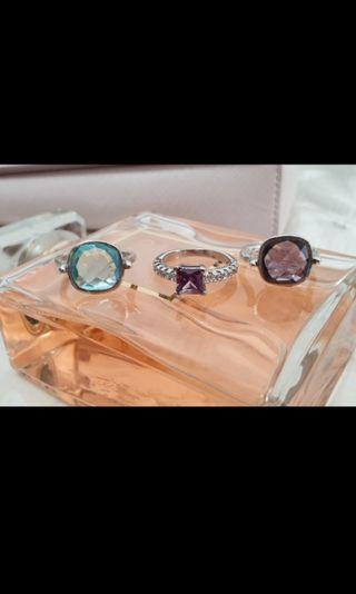 Sterling silver rings with natural gemstones